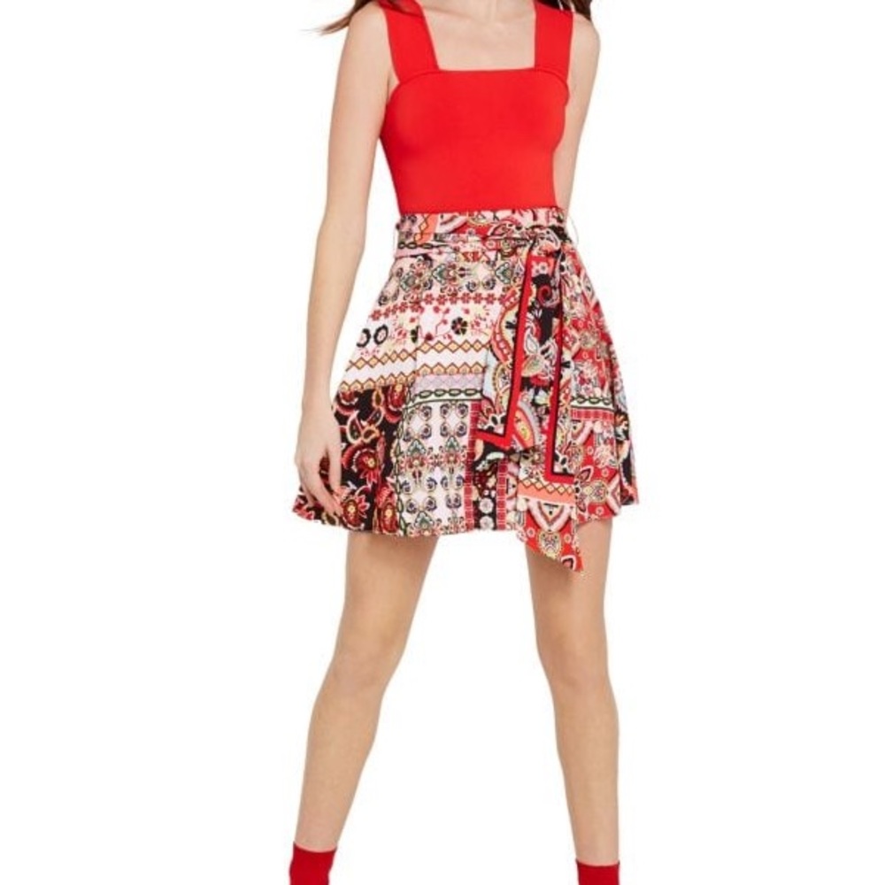 PRICE DROP Alice & Olivia Helena Patchwork Floral Mini Skirt